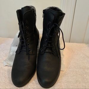 Black furry ankle boots